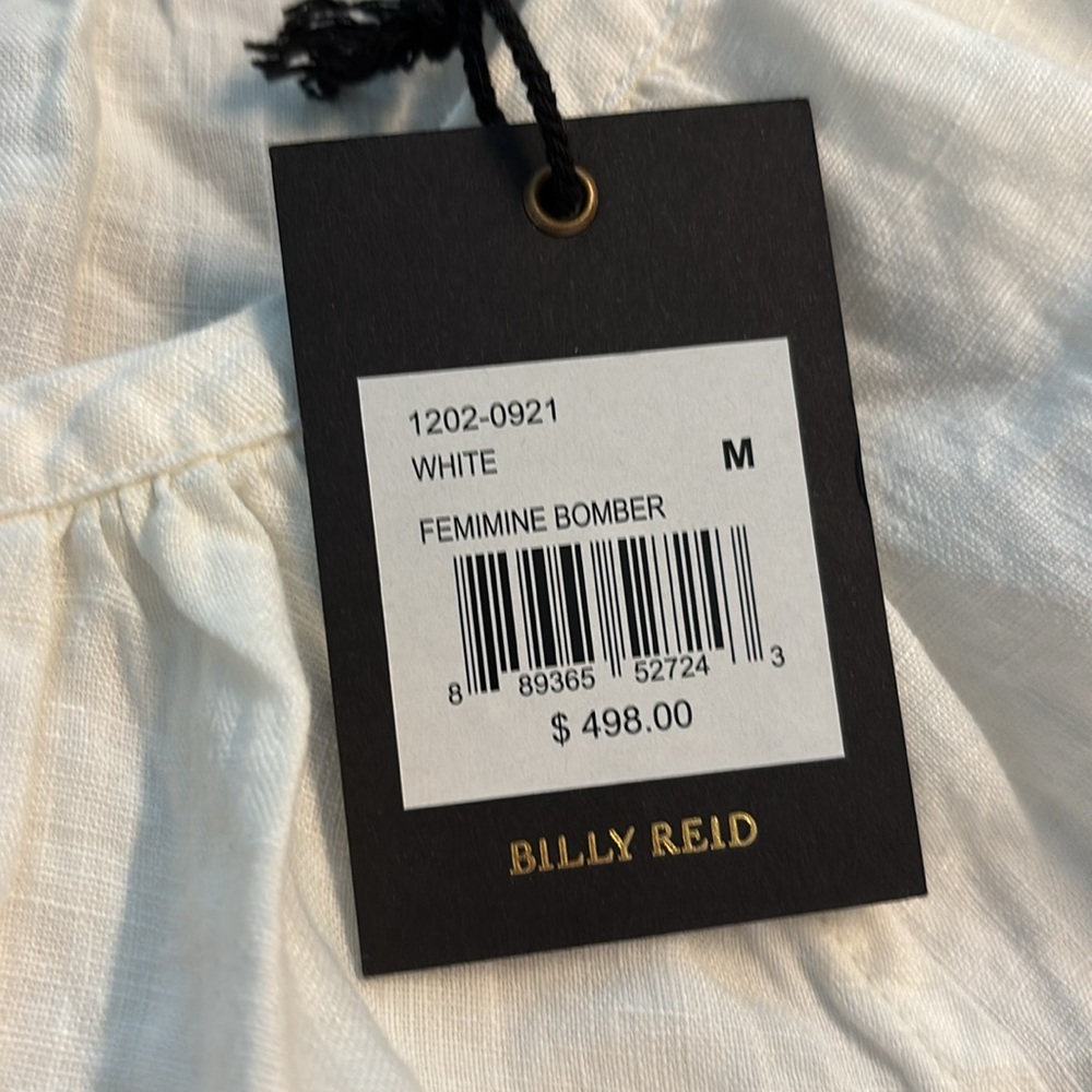 Billy Reid White linen feminine bomber Jacket - Picture 4 of 11